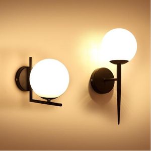 Modern style E27 LED wall lamps Nordic glass ball wall lights for passage corridor Bedroom bedside lamp Wall Sconces AC85-265V