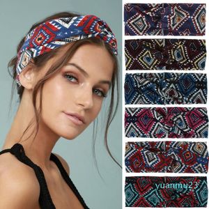 Wholesale-Fashion Women Girls Bohemian Hair Bands Print Headbands Vintage Cross Turban Bandage Bandanas 2020 HairBands Hair Accessories