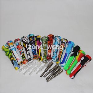 Hosahs Muliti Color Grad Silicon Nectar 14mm Joint With GR2 Titanium Nails Silicone Caps Oil Rigs Water Pipe