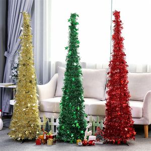 Árvore de Natal retrátil Artificial Tinsel Pop-Up Xmas Tree para pequenos espaços Início festa natalícia do Natal Decoração JK1910