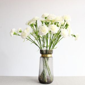 Partihandel Silk Carnation Bouquent Artificial Flowers Silk Flower 3 Heads Artificial Carnations Blomma för heminredning