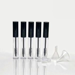 10ml 1/3oz kirpik asası fırçası, kauçuk ekler, kirpik büyüme hint yağı için huniler, DIY makyaj maskara konteyneri