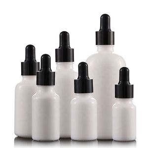 Белые фарфоровые стеклянные эфирные бутылки эфирного масла 10-100 мл с крышкой капельницы пипетки