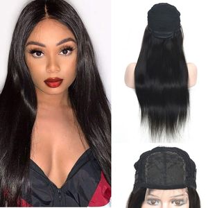 Peruvian Human Hair 4X4 Lace Closure Wig Straight Natural Color Adjustable Straps Four By Four Lace Front Wigs 10-28inch