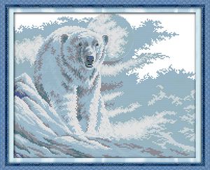 Polar Bear Decor Paintings, Handgjorda Kors Stitch Craft Tools Broderi Needlework Sets Räknat Skriv ut på duk DMC 14ct / 11ct