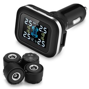 C110 Tire Pressure Monitoring System Cigarette Lighter Plug TPMS 4 External Sensors