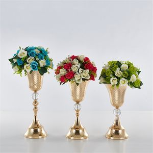 花の花瓶の結婚式のテーブルの中心的なイベントロードリードゴールドの金属花瓶パーティーの床の装飾花ホルダーsenyu0314