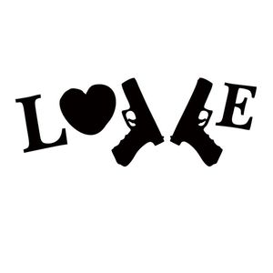 Wholesale car gun for sale - Group buy 22 CM Love Heart Guns Window Vinyl Wall Decal Vinyl Car Sticker Black Silver CA