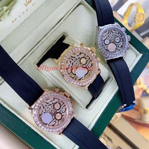 Высококачественные мужчины часы 116588 TBR 116598 18K Золотой глаз Tiger Diamond Watch Cosmograph Rubber Band Автоматические наручные часы нет