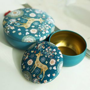 Tinplate candle jar candy gift box empty wedding retro small deer tin can drum shape metal cute round creative storage container