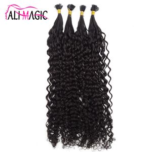 Pre Bond Fusion Hair Extension Keratin Spets Curly Hair Extension 100% Remy Human Hair 12-24INCH Fabriksutlopp Billiga