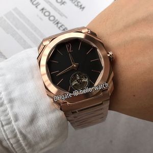High Version New Octo Finissimo Tourbillon 102346 BGO40BGLTBXT Black Dial Automatic Mens Watch Rose Gold Steel Bracelet Watches Hello_watch