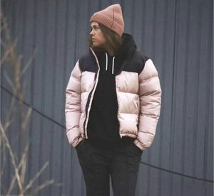 Högkvalitativ vinter män och kvinnor skidbomull down jackor rockar mode casual märkt hoodies utomhus vindtäta damer rockar svart rosa