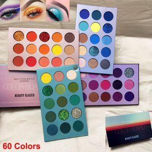 Beauty Glazed Makeup Eyeshadow Palette 60 Kolory Board Eye Cień Wysokie pigmentowane Glitter Matów Shimmer Nude Eyeshadow Spotkaj się Marka Palety