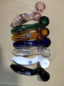 Smoking Pipes Curved handle printed stained glass pipe