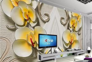 Papel de parede 3d mural sala de estar quarto casa decoração HD Phalaenopsis relevo 3d papel de parede tv fundo parede