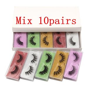 Case de pestañas para pestañas Color Eyelash 3D Mink Fanezas Fanezas Caja de empaquetado Card multicolor Mezcla Mezcla de maquillaje