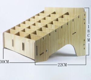木製の収納ボックスクリエイティブデスクトップオフィスミーティングフィニッシュグリッドマルチ携帯電話ラックショップディスプレイオーガナイザー携帯電話管理ケース