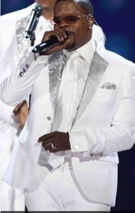 White Groom Tuxedos Sequin Notch Lapel One Button Men Wedding Dress Men Business Prom Darty Sing Host Performan Suit(Jacket+Pants+Tie) 349