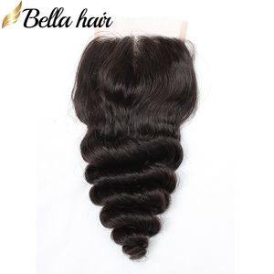 Loose Wave HD Lace Closures 100% Brazilian Peruvian Indian Malaysian Human Virgin Hair Closure 3 Part 4x4 Natural Color 8-26 Inch Bella Hair