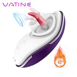 VATINE 7 Mode Heating Licking Vibrators Nipper Sucker Oral Sucking Stimulator Female Masturbator Tongue Vibrator Dropshipping Y191216