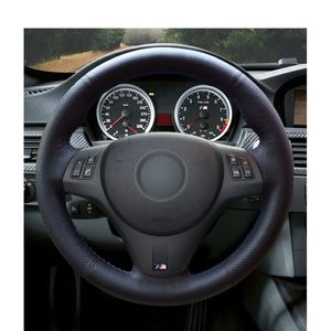 Hand-stitched Black PU Artificial Leather Car Steering Wheel Cover for BMW M Sport M3 E90 E91 E92 E93 E87 E81 E82 E88 X1 E84