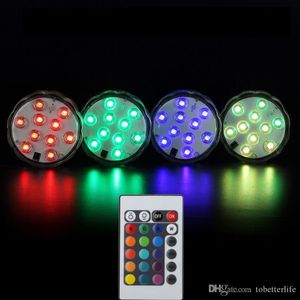 undervattenslampad nattlampa batteri drivs ip68 pool fisk dekoration RGB fjärrkontroll ljus vase rundformad 10LED