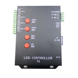 Freeshipping Pixels T4 T-4000 SD Card Pixel Controller for WS2801 WS2812B WS2811 LPD8806 RGB LED Strip lamp Program Controller DC5V-12V