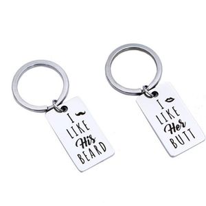 Stainless steel Square Couple Christmas Gifts -I Like Her Butt Funny Key chain Unique Wedding Gift Anniversary Present Gifts