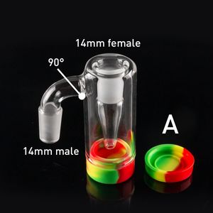 top popular Hookahs New 14mm Male Glass Ash Catcher with colors silicone contain straight silicone bong water bong glass bong oil rig for smoking pipes 2023
