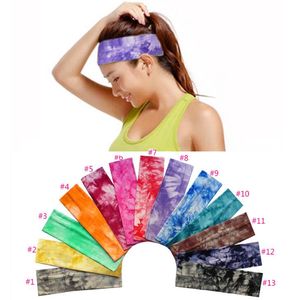 New men women Tie-Dye Cotton Sports Headband floral Yoga Running Elastic hairbands Absorb sweat girl gym exercise head bands wraps