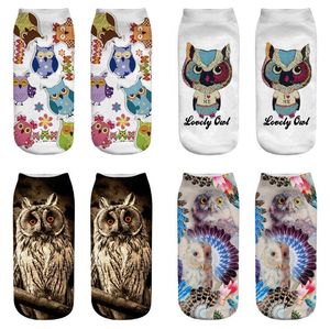 New Meias Summer Autumn Harajuku Owl Socks 3D Print Animal Girl Women's Low Cut Ankle Socks Cat Printed Socks