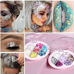 Profissional 7 Cores Glitter Paleta de Sombra pigmento Olhos Makeup Palette Waterproof compo o olho sombra Palette Maquiagem