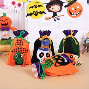 10pcs lote nova decoração de partido flanela não tecida bolsa de doces bolsa de presente saco de halloween childrens pumpkin padrão de abóbora ornamento