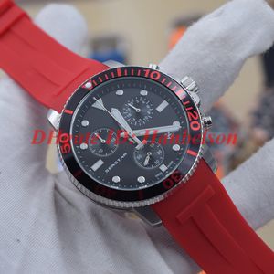 Fashion T-SPORT men watch watches Quartz movement Multifunction chronograph reloj de lujo Black face Red rubber strap 45mm