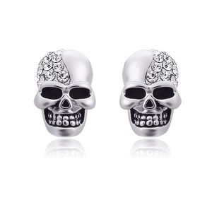 Vintage Personlig kristall Skull Stud örhängen För kvinnor män Punk Gold Silver Rose Gold Örhänge Halloween smycken present