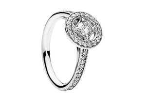 Wyczyść CZ Diamond Vintage Allure Pierścień Zestaw Oryginalny pudełko dla Pan 925 Sterling Silver Luksusowy Designer Biżuteria Kobiety Obrączki W154