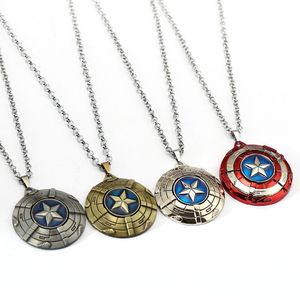 Wholesale captain gift resale online - Captain America Necklace The Avengers Rotatable Pendant Fashion Stainless Steel Chain Necklaces Gift Jewelry Accessories