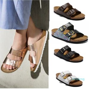 Hot Sale-New Summer Beach Cork Slipper Flip Flops Sandaler Kvinnor Blandad Färg Casual Slides Skor Flat