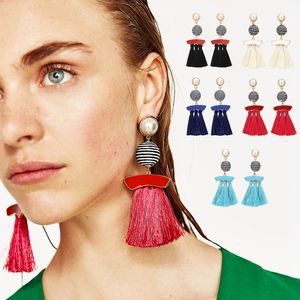 New Ethnic Boho tassel dangle Earrings For women Line ball Pearl Statement Long Drop handmade Earring Charms Bohemian jewelry