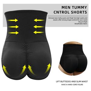 Homens cintura alta Controle Tummy Breve Calcinhas Slimming Body Shaper Shorts Bundas Lifter Shapewear aptidão Shaping Roupa Plus Size S-6XL