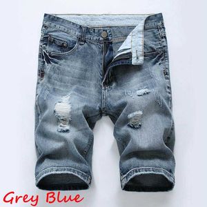 Мужчины короткие джинсовые байкерские брюки модная одежда. Остроченная узкие разорванные отверстия Мужские джинсовые шорты Дизайнер 572