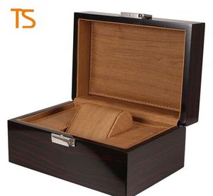 고품질 나무로되는 시계 상자 까만 시계 상자 선물 상자 크라운 로고 브로셔 카드를 가진 나무 상자 반짝임 LSL0130