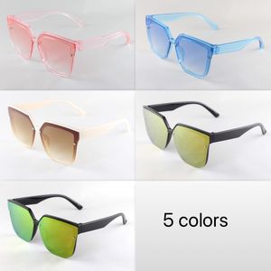 Moda crianças óculos grandes quadro grande lentes coloridas para menino e meninas crianças sol óculos espelho lente 5 cores atacado