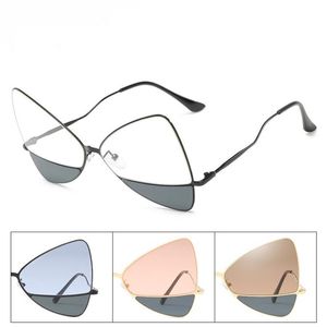 Çift ​​lens Gözlükleri toptan satış-Moda Kadın Kelebek Güneş Gözlüğü Çift Renkli Lens Güneş Gözlükleri Gözlük Anti UV Gözlükler Boy Alaşım Çerçeve Gözlükler Adumbral A