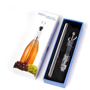 第3 のステンレス鋼のワインの瓶のクーラーチルチリング冷却スティックが付いている冷却スティック およびPourerの注ぎ口の冷凍10PCS