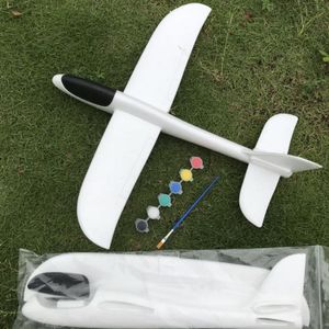 48Cm White Color Cartoon Hand Throwing Foam Aircraft DIY Painting Flying Plane Manual Circling Glider For Kids Boy Girl Wholesale