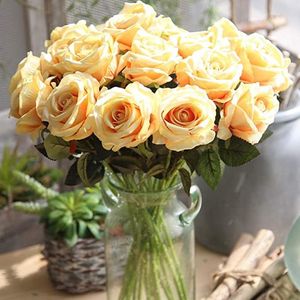 Artificial Rose Flowers Bridal Bouquet Wedding Home Kitchen Party Home Office DIY Decorations Velvet Roses GIFT