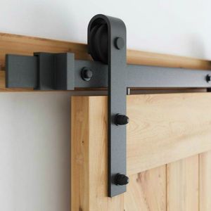 American sliding barn door track roller kitClassical Rustic Antique black wooden Interior