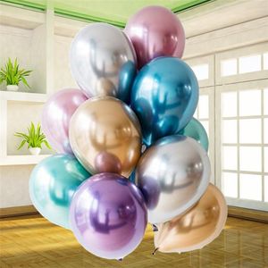 50pcs / parti 12inch nya glansiga metallpärl latexballonger tjocka krom metalliska färger uppblåsbara luftbollar globos födelsedagsfest dekor s6de